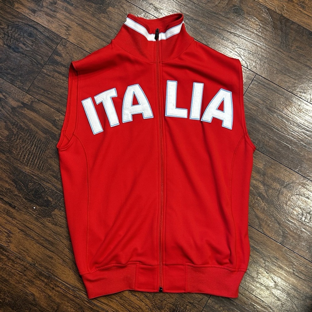 Vintage Kappa Italia Red Polyester Zip-Up Vest, Men's Size Large (see call-outs)